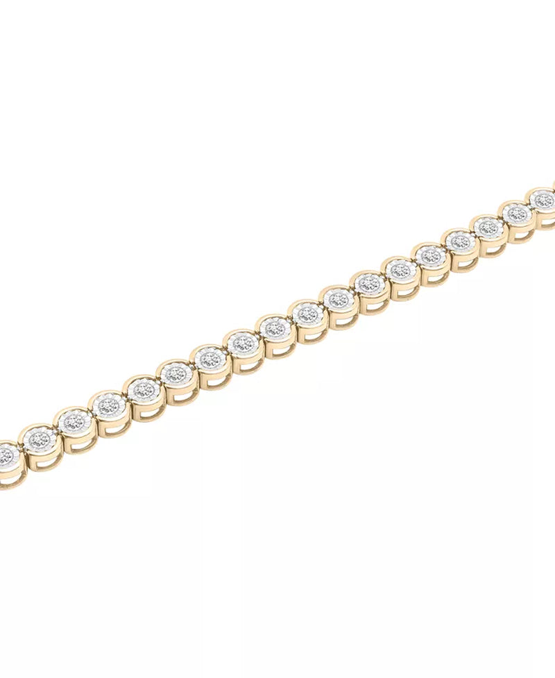 [10K, 3-1/2 Ct. T.W.] Gold Mens Diamond Half Bezel Link Bracelet