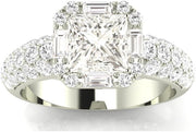 Princess Halo Style Baguette Diamond Engagement Ring