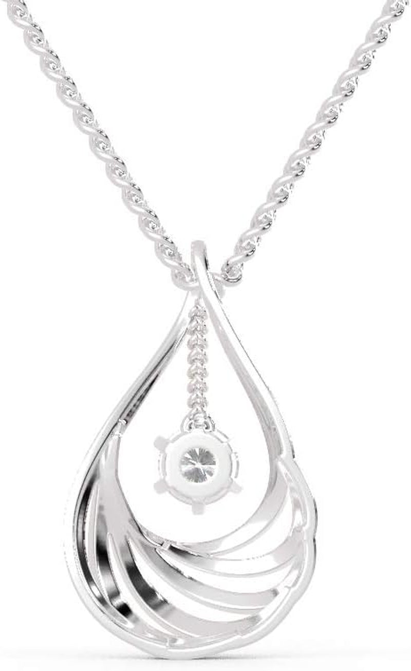 [14K, 18K, 0.1 Cttw] Solitaire Diamond Necklace With Natural Diamond Pendant Necklace