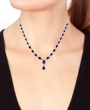 [14K] White Gold Sapphire (9-1/2 Ct. T.W) & Diamond (3/8 Ct. T.W.) 18" Lariat Necklace