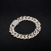 [14K ]Gold Cuban Link Moissanite Bracelet 9Mm & 14Mm Bold Chain Bracelet