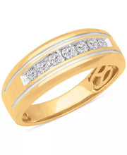 [10K, 1/3 Ct. T.W] Gold Men's Diamond Channel-Set Band