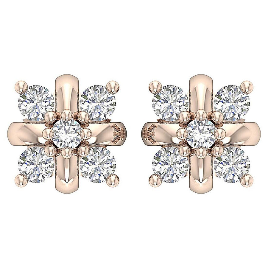 [14K, 0.30 Ct ] White Gold Genuine Diamond Fashion Studs Earrings