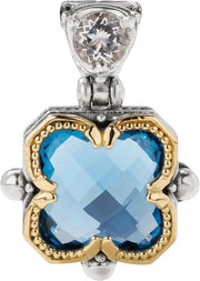 [18K] Yellow Gold Sterling Silver With Blue Spinel & White Sapphire Anthos' Pendant