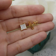 [10K, 0.20K Ctw] Yellow Gold White Diamond Iced Stud Earrings