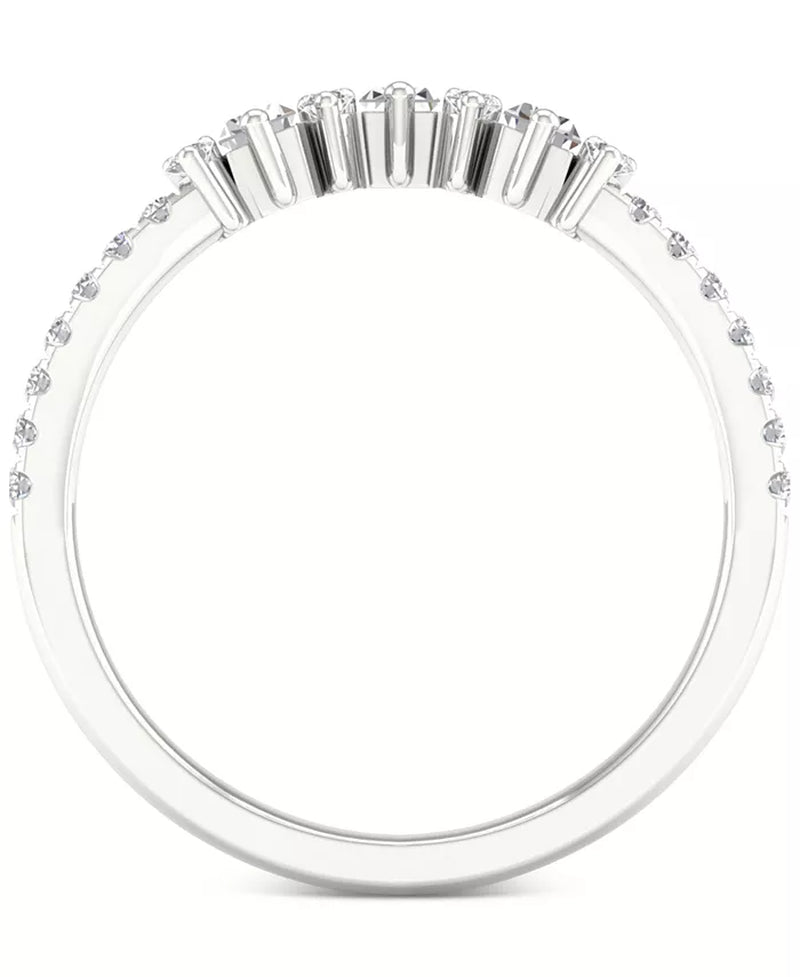 [14K, 1/3 Ct. T.W.] White Gold Diamond Baguette & Round Band