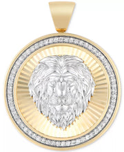 [10K, 1/4 Ct. T.W.] Gold Diamond Lion Sunray Disc Pendant