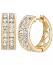 [10K, 1 Ct. T.W.] Gold Lab Grown Diamond Channel-Set Small Hoop Earrings