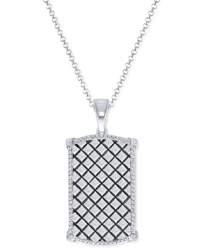 [1/2 Ct. T.W.] Diamond Border Square Pattern Dog Tag