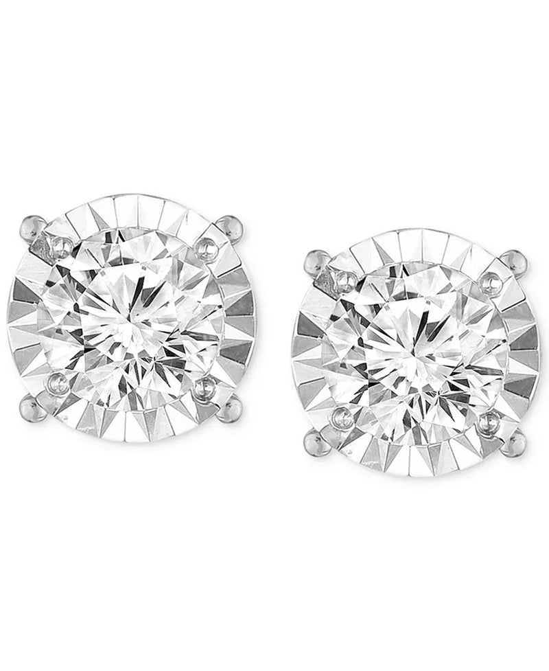 [14K, 1-1/4 Cttw] White, Yellow or Rose Gold Diamond Stud Earrings