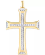 [10K, 1/2 Ct. T.W.] Gold Diamond Flared Cross Pendant