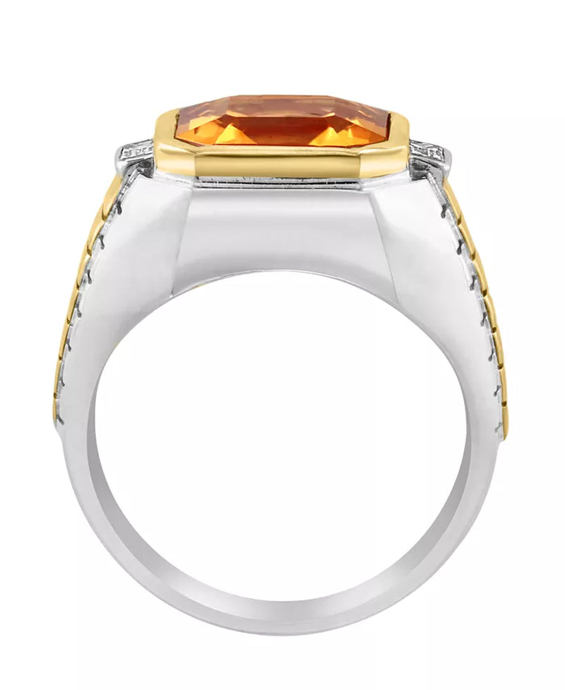 [14K] Gold-Plated Sterling Silver Citrine (5-1/10 Ct. T.W.) & White Topaz (1/10 Ct. T.W.) Ring