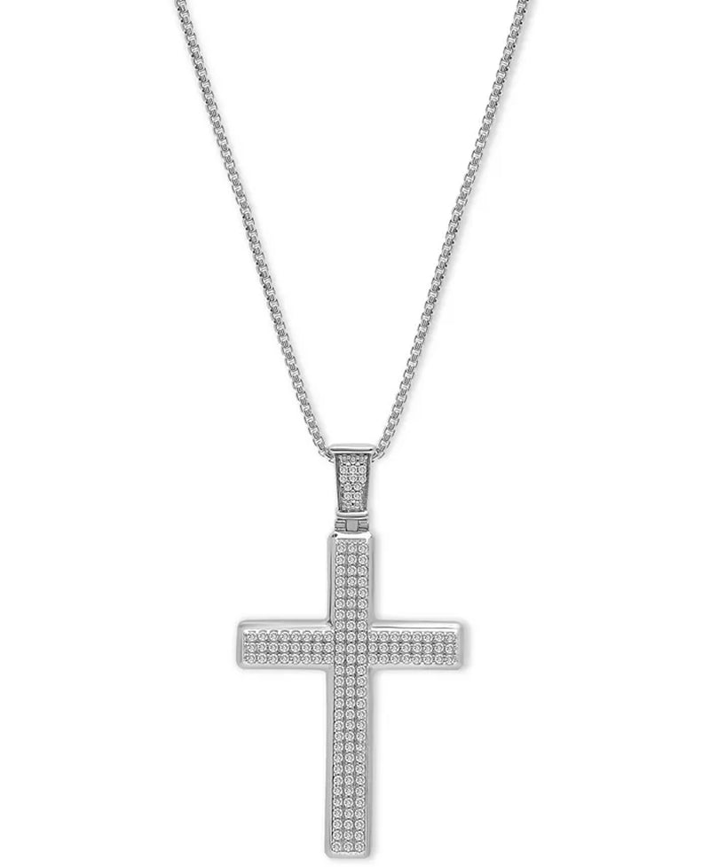 Men'S Diamond Cross 22" Pendant Necklace (1 Ct. T.W.)