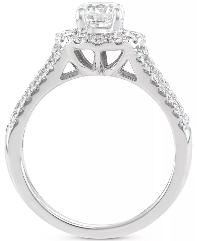 [14K, 1-3/4 Ct. T.W.] White Gold Diamond Halo Triple Row Bridal Set