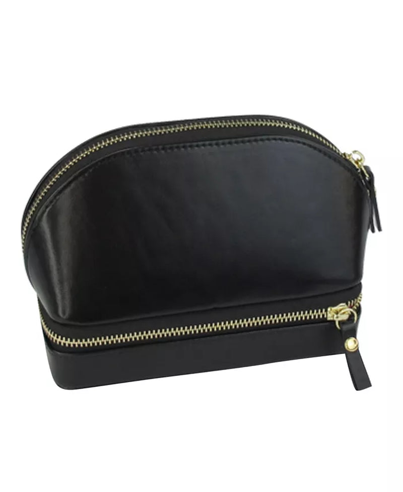 Duo Jewelry Cosmetic Fashion Leather Travel Case