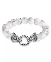 Men's Stainless Steel Wolf Head Tiger's Eye Bead  Bracelet