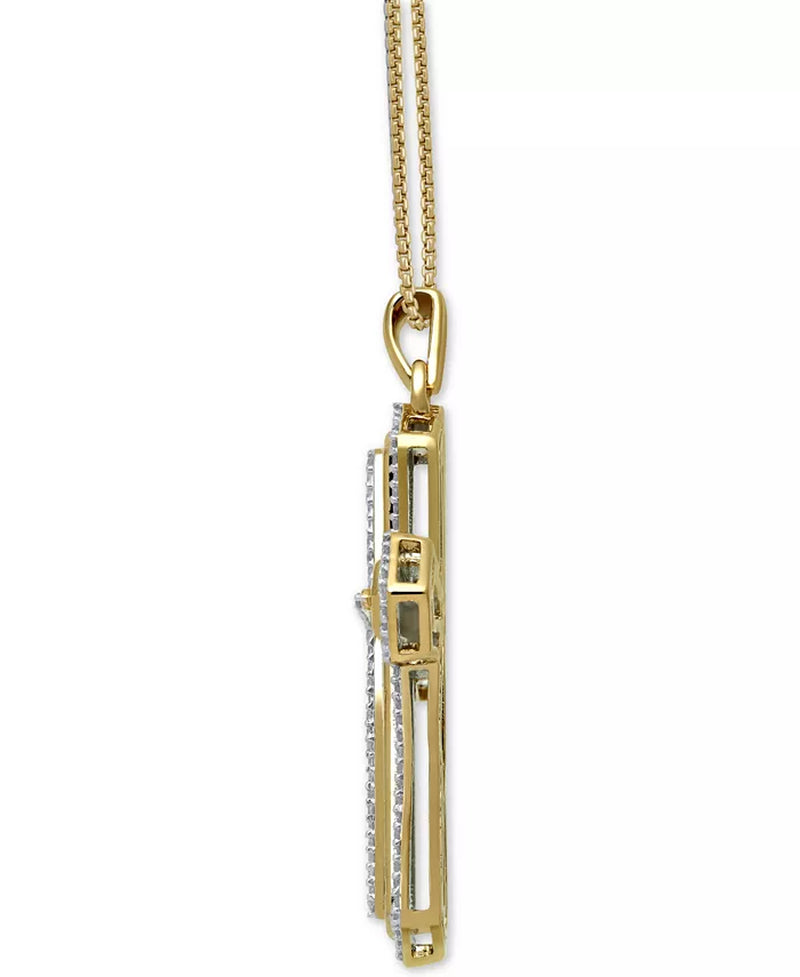 [18K, 1/2 Ct. T.W.] Gold-Plated Sterling Silver Diamond Cross Necklace