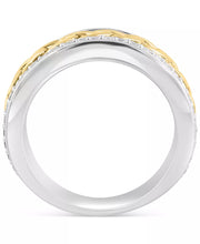 [14K, 1/2 Ct. T.W.] White Sapphire Chain Link Ring in Gold-Plate Sterling Silver