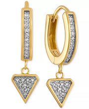 Diamond Triangle Dangle Huggie Hoop Earrings (1/3 Ct. T.W.) in 14K Gold-Plated Sterling Silver, Created for