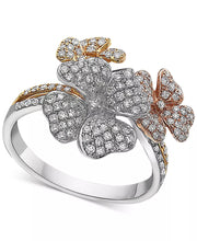 [14K, 5/8 Ct. T.W.] Gold Diamond Tri-Tone Flower Ring