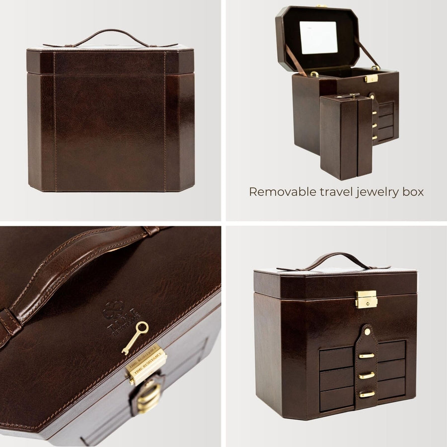 Time Resistance Leather Jewelry Box | Full Grain Leather Jewellery Organizer ...