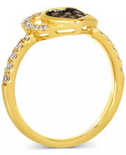 [14K, 3/8 Ct. T.W.] Gold Chocolate Diamond & Nude Diamond Double Heart Ring