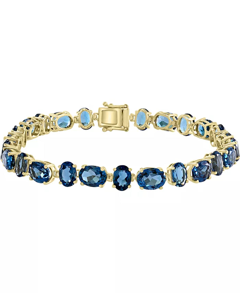 [14K, 29-1/3 Ct. T.W.] Gold London Blue Topaz Tennis Bracelet