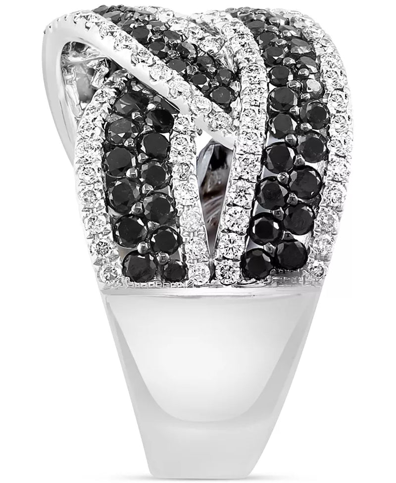 [14K, 2-1/3 Ct. T.W.] White Gold  Black & White Diamond Knot Ring