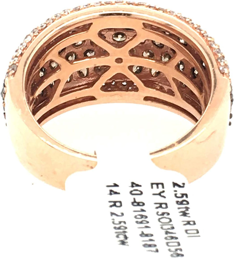 - Rose 14 Karat Fashion Ring with 2.59Tw Champagne and White round Diamonds. List Price $4545.00!