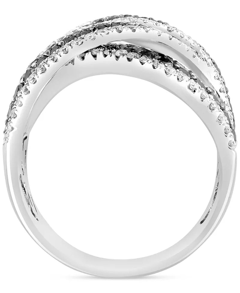 [14K, 2-1/3 Ct. T.W.] White Gold  Black & White Diamond Knot Ring