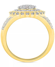 [10K, 1-1/2 Ct. T.W.] Gold Men's Diamond Halo Cluster Ring