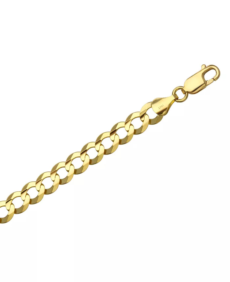 [14K, 7Mm] Gold 22" Open Curb Link Chain Necklace