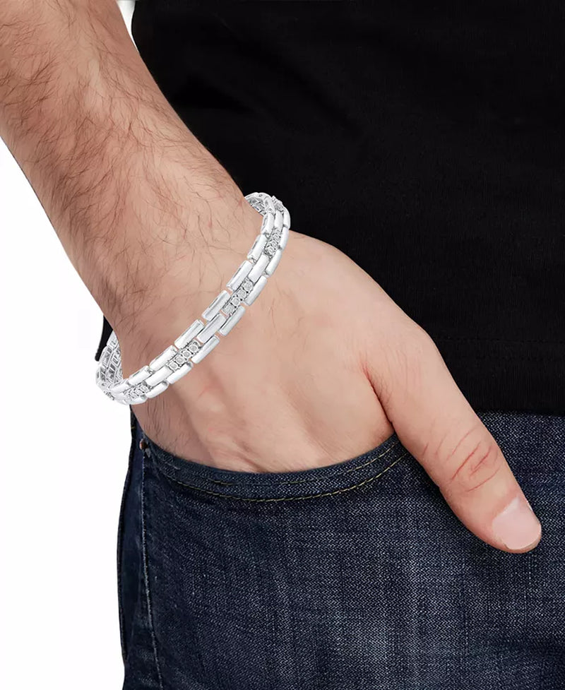 [1/2 Ct. T.W.] Sterling Silver & Diamonds Men's Bracelet