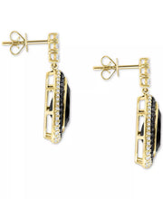 [14K, 1 Ct. T.W.] Gold Onyx & Diamond Drop Earrings