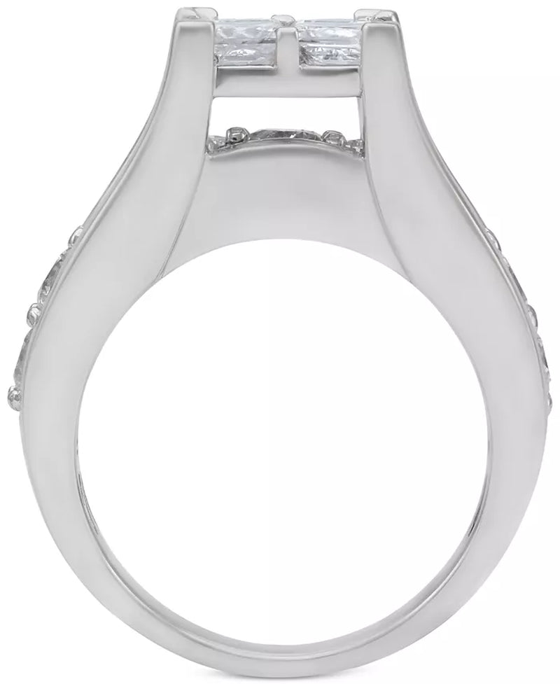 [14K, 4 Ct. T.W] White Gold Diamond Channel-Set Bridal Ring Set