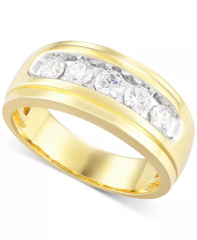 [10K, 1 Ct. T.W.) Gold Men's Diamond Channel-Set Band