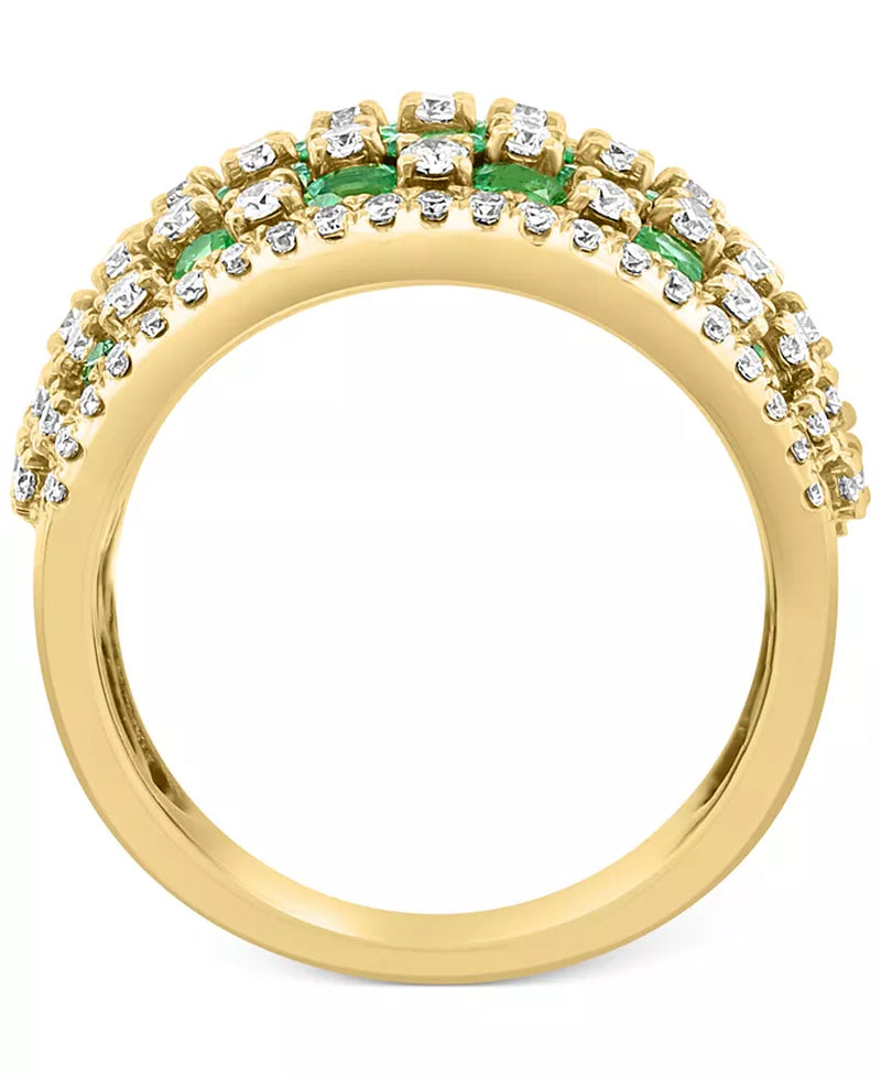 [14K] Gold Emerald (3-3/4 Ct. T.W.) & Diamond (1-1/5 Ct. T.W.) Statement Ring