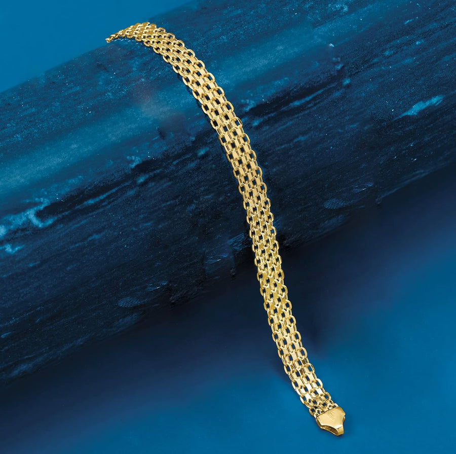 [18K]  Yellow Gold Italian Bismark-Link Bracelet