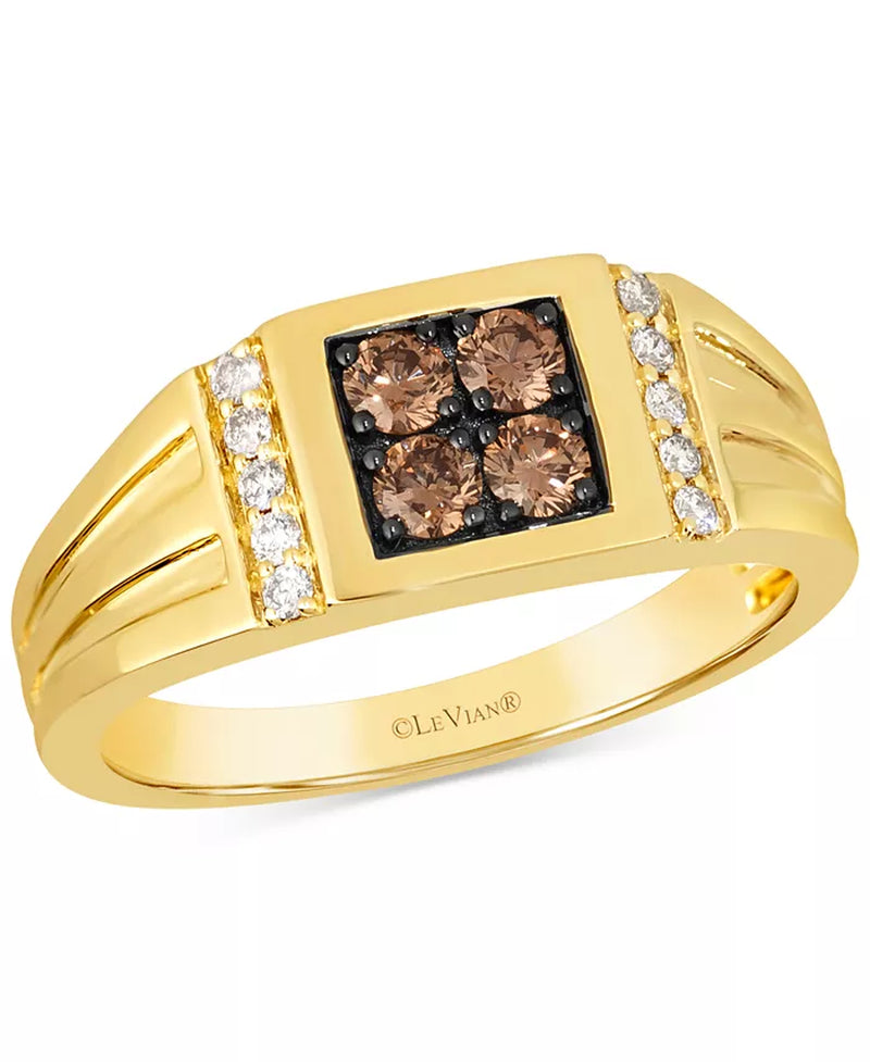 [14K, 1/2 Ct. T.W.]  Gold Men's Chocolate Diamond & Nude Diamond Ring