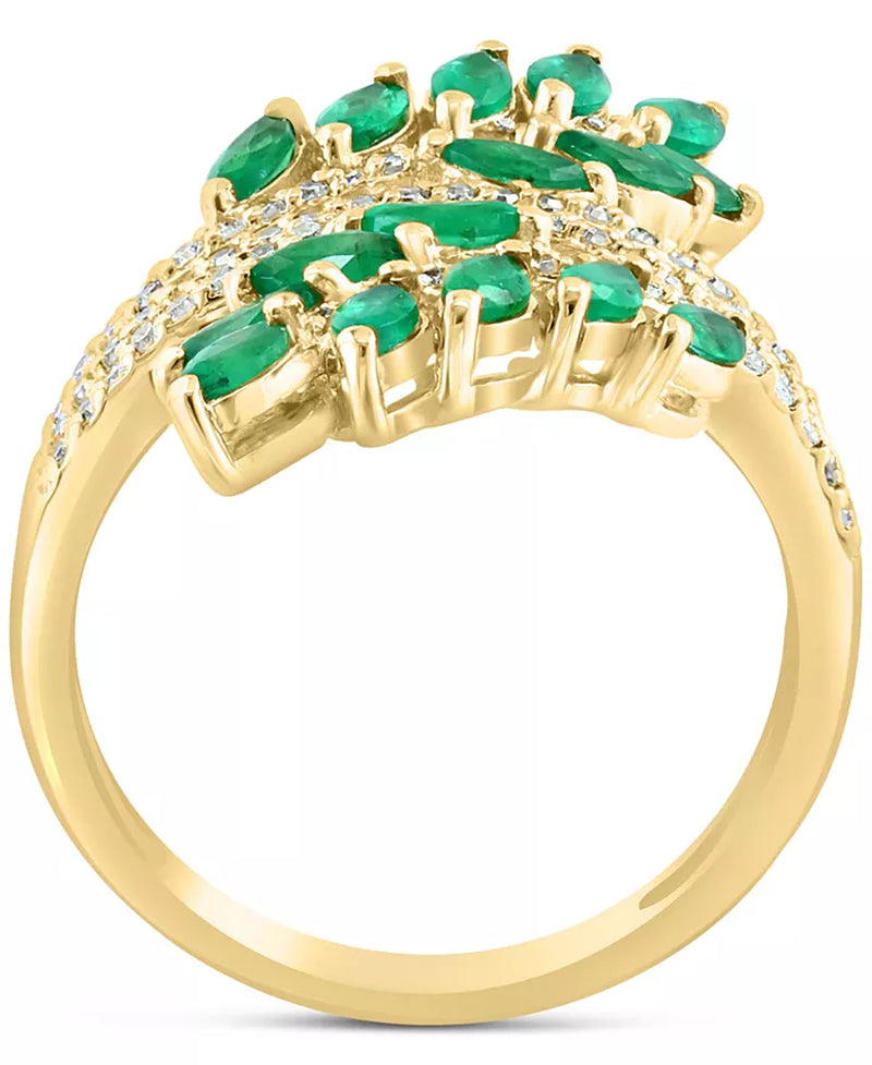 [14K] Gold Emerald (1-1/2 Ct. T.W.) & Diamond (1/3 Ct. T.W.) Vine Ring