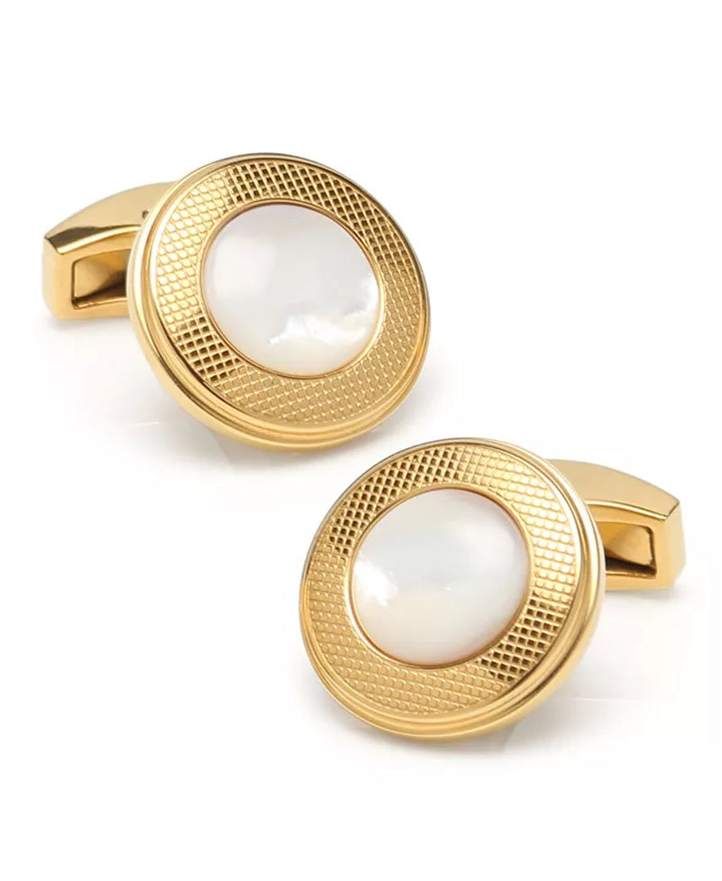 Stunning Iridescent Mother of Pearl Round Cufflinks