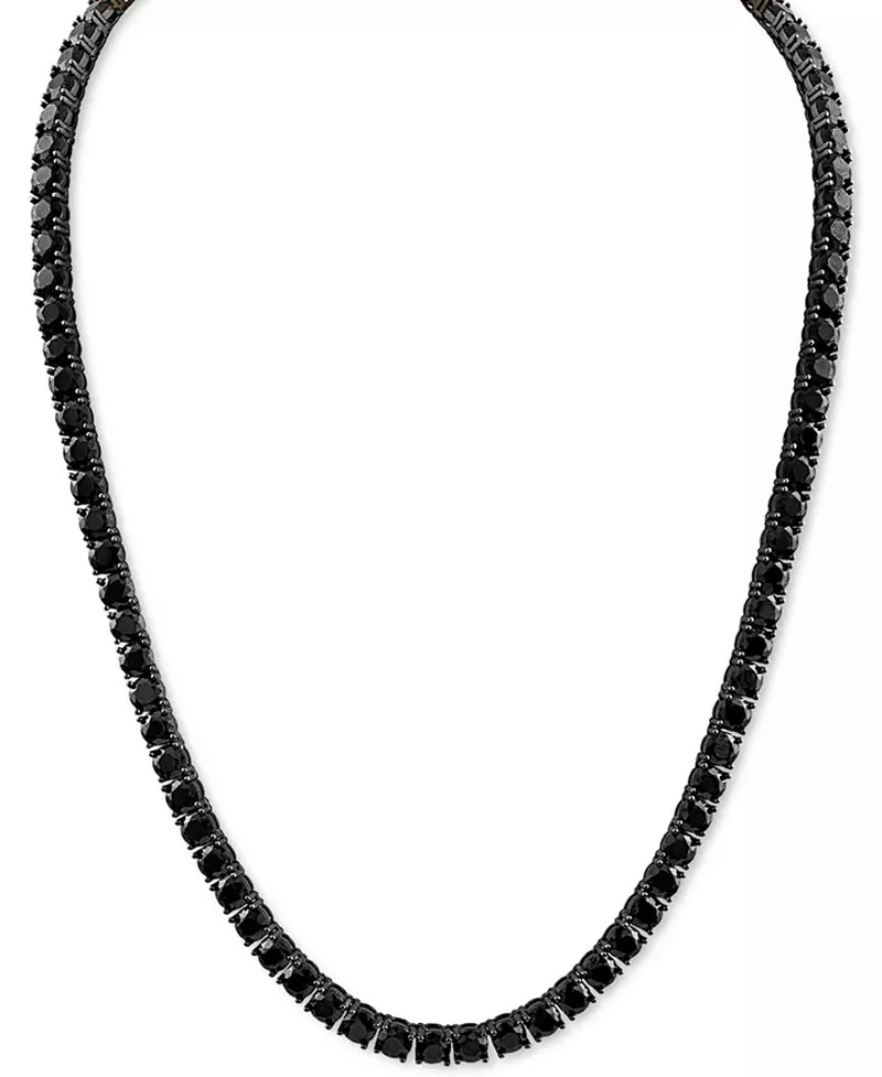 Black Ruthenium Plated Sterling Silver Black Spinel 24" Tennis Necklace