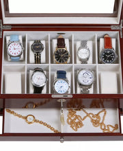 Classical Glass Top Wooden Watch & Jewelry Box
