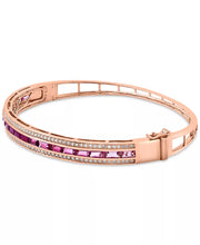 [14K] Rose Gold Pink Tourmaline (1-3/8 Ct. T.W.), Ruby (3/8 Ct. T.W.) & Diamond ( 1/2 Ct. T.W.) Bangle Bracelet