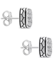 [5/8 Ct. T.W.] Men's Sterling Silver White Sapphire Square Cluster Stud Earrings