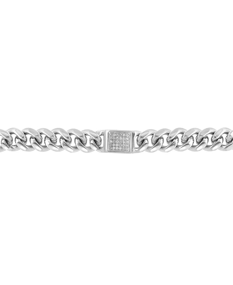 [1/3 Ct. T.W.] Men's Sterling Silver White Topaz Pavã© Curb Link Bracelet