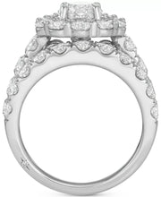 [18K, 3 Ct. T.W.] White Gold Diamond Round Halo Bridal Set