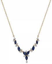 [14K] Gold Sapphire (1-1/4 Ct. T.W.) & Diamond (1/5 Ct. T.W.) Cluster Statement Necklace