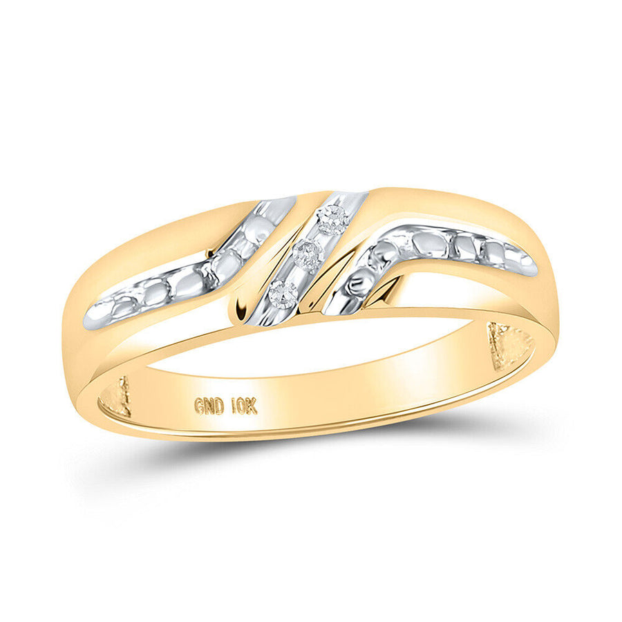 10Kt Yellow Gold Mens round Diamond Wedding Band Ring .03 Cttw