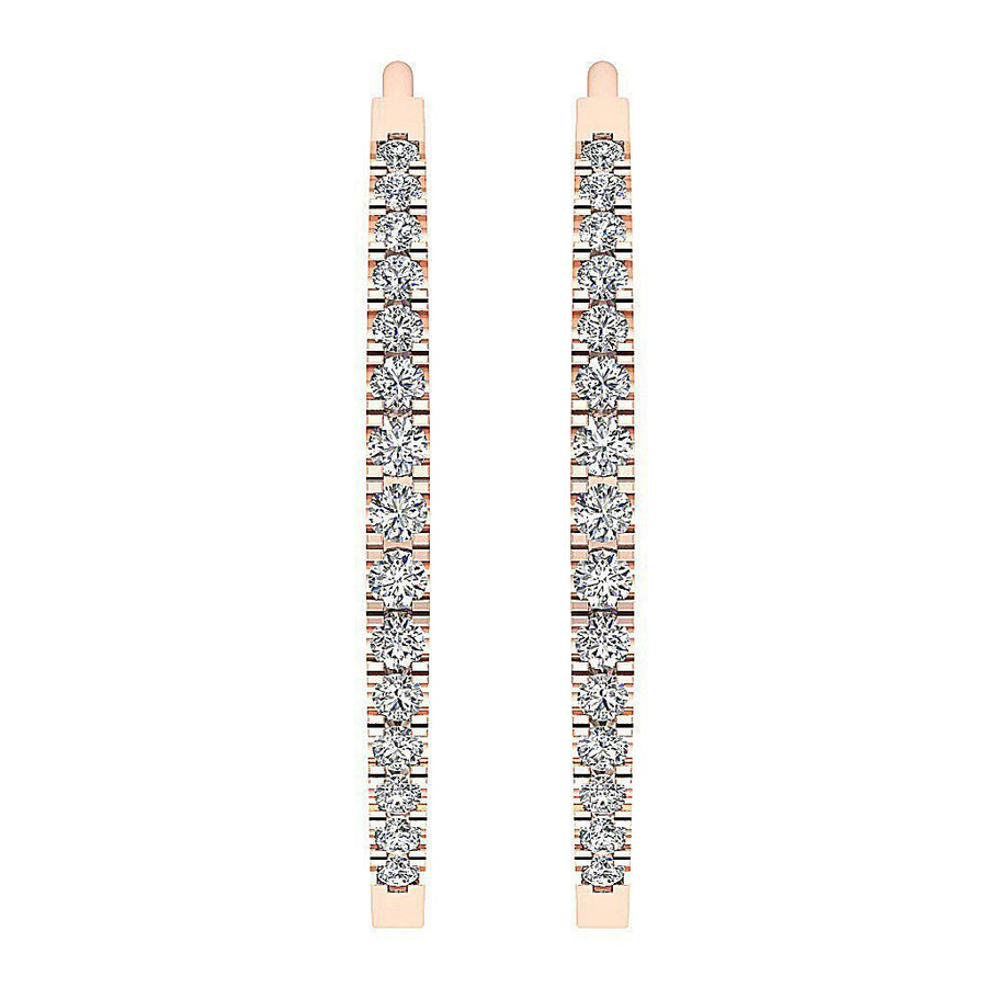 [14K, 0.40 Ct] White Yellow Rose Gold Diamond Hoops Earring